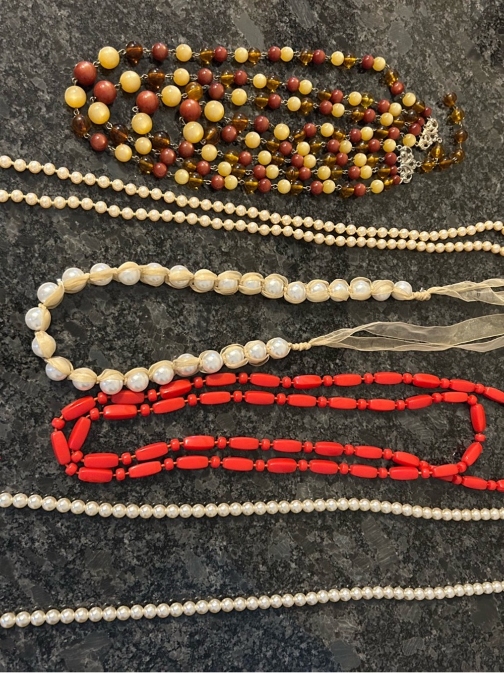 Vintage Necklace Lot Faux Pearls Glass Beads